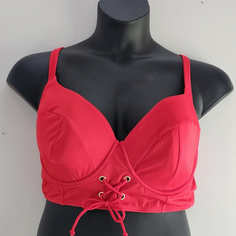 NWOT 46D Lane Bryant Underwire V-Wire Grommet Balconette Swim Bikini Top